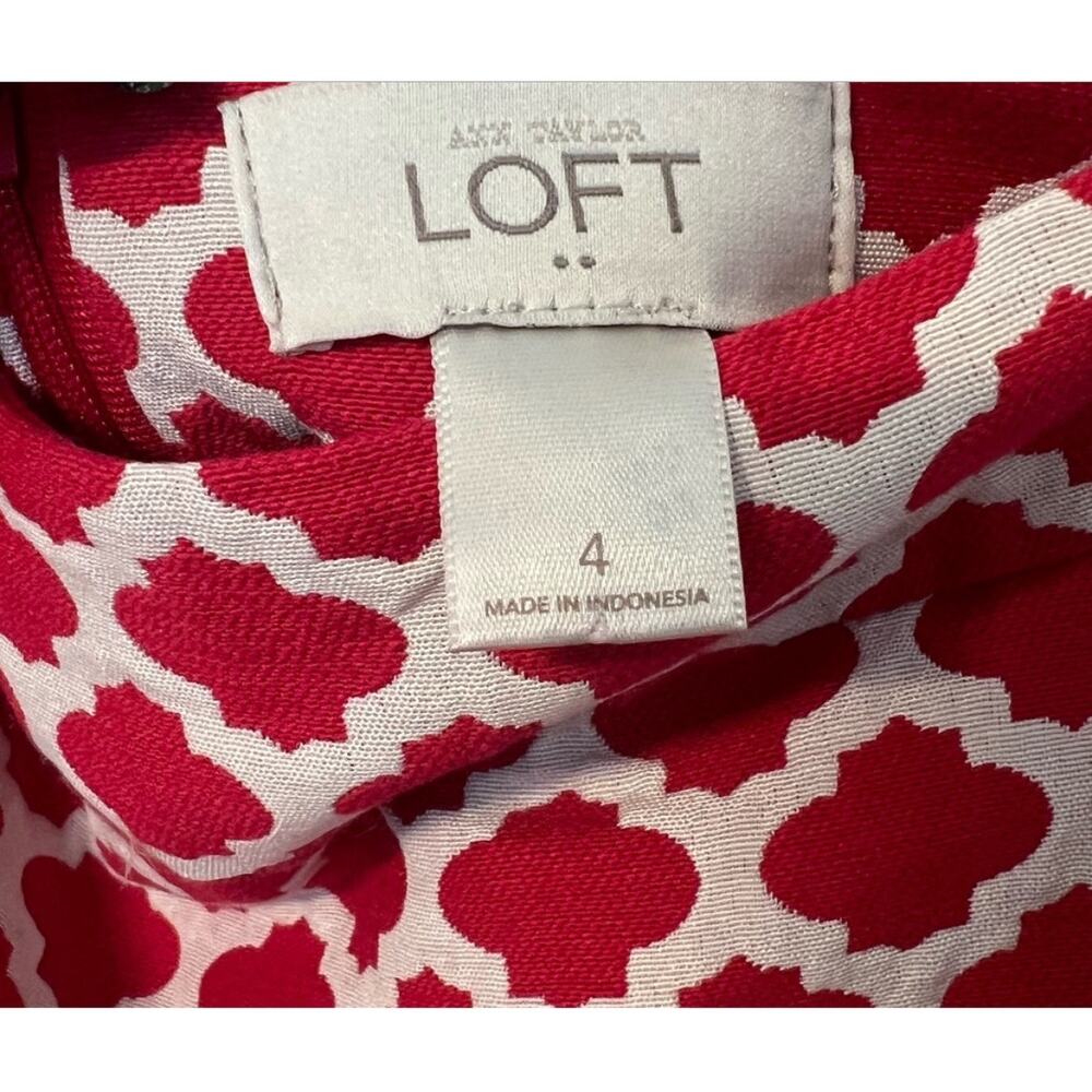 Loft Preppy Chic Red White Geometric Print A-Line Mini Skirt, Lined,  Size 4 - Picture 8 of 15
